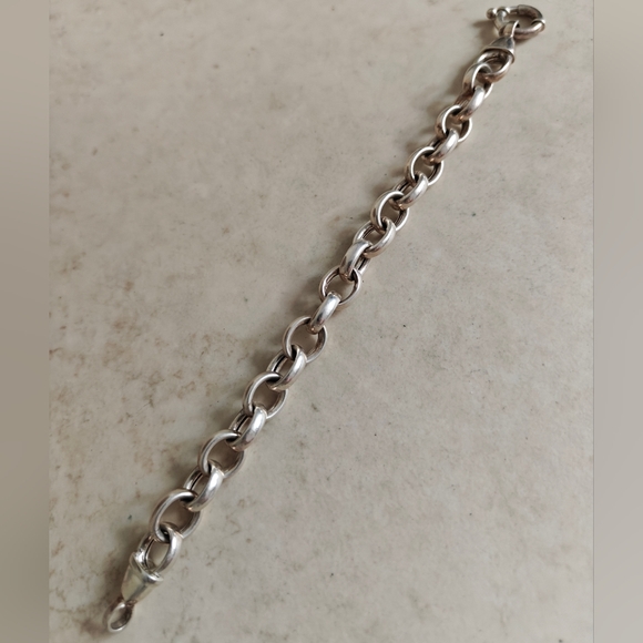 Chunky Solid Silver 925 Ovan Link Chain Bracelet - Picture 5 of 10